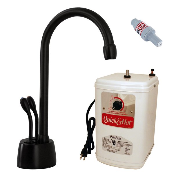 Westbrass Develosah 2-Handle Hot and Cold Water Dispenser W/ Tank in Matte Black D272HFP-62